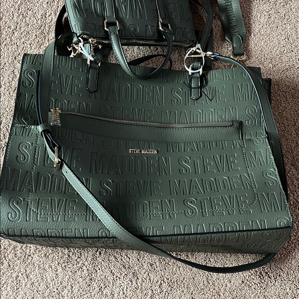 Steve Madden Blivia Maddi Olive Handbag with 2 Small Matching Bags - Picture 3 of 13